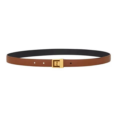 SAINT LAURENT Leather Leather Belts Women's Wet Clay Earth Tone 2CM