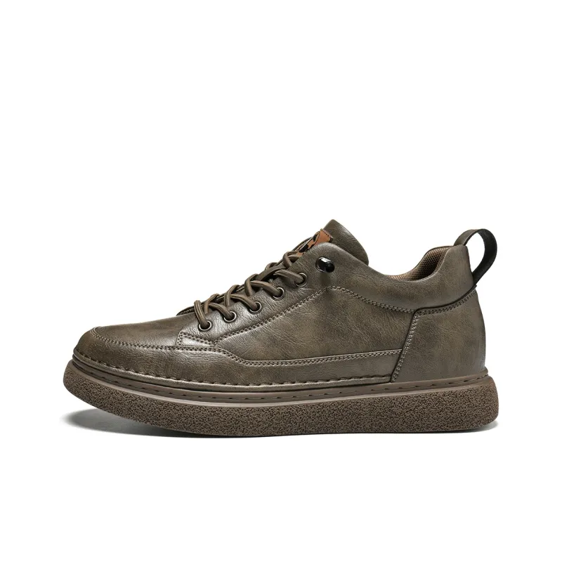 HLA Men's Casual Shoes Men Mid Top Black/Brown-46