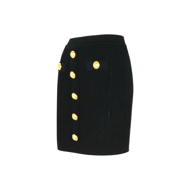 BALMAIN Button Detailed High Rise Mini Skirt-2