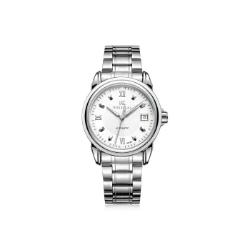 WSK Mechanical Movement Stainless Steel Watchband Men's Watches White Dial