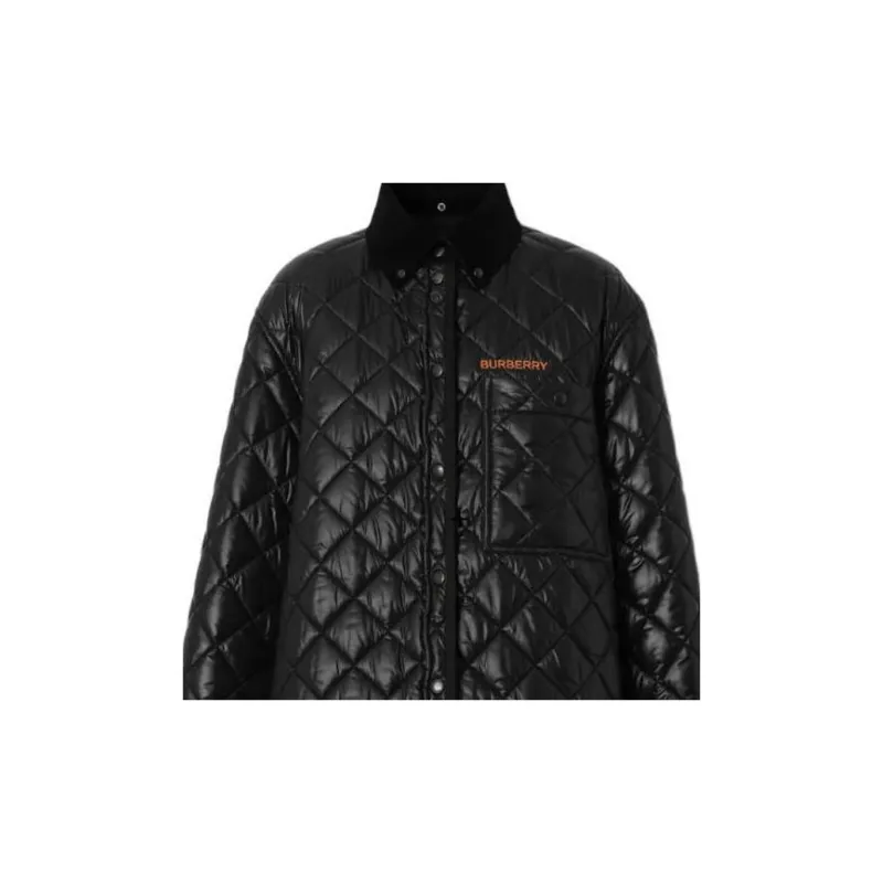Burberry Corduroy Collar Diamond Quilted Jacket 'Black'-3