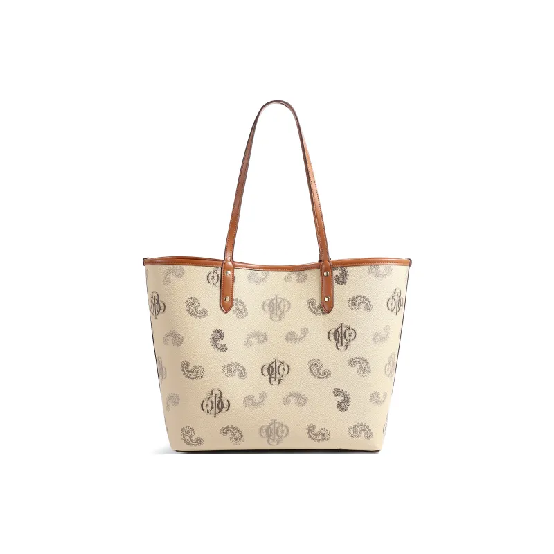 COOGI Synthetic Leather Handbag One Shoulder Tote Large Size Women's Coffee/Ecru/Khaki-3