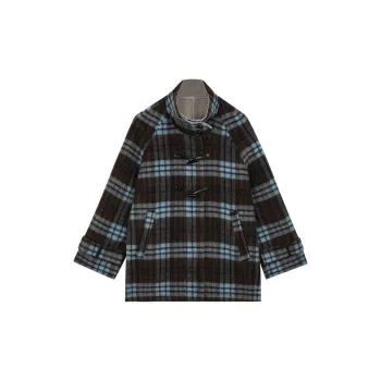 Omont Coat Women's Blue Brown Plaid