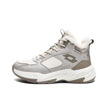 LOTTO Slip Resistant Warm And Wear Resistant Mid Top Casual Shoes Women's Beige Gray Brown