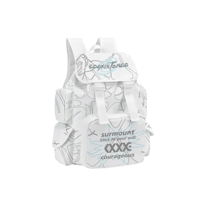 COEXISTENCE Polyester Commute Travel Versatile Backpacks Large Size Unisex White-8
