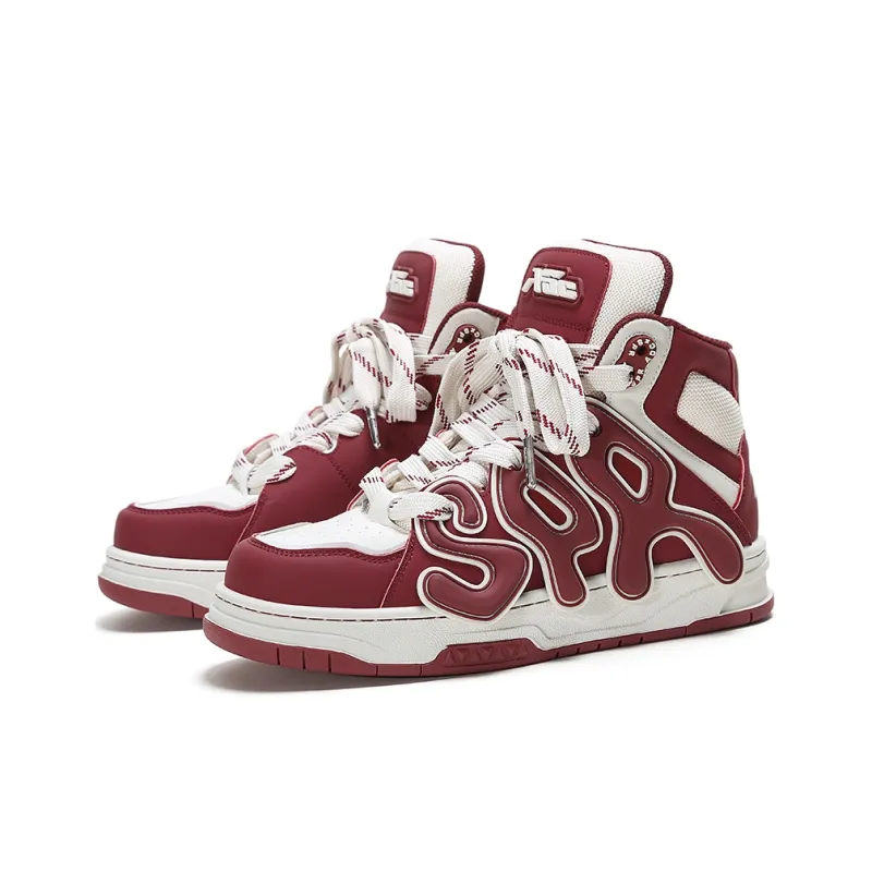 ADCDAVINCI Time Wheel Series Height Increasing Slip Resistant High Top Skateboard Shoes Unisex Red-3