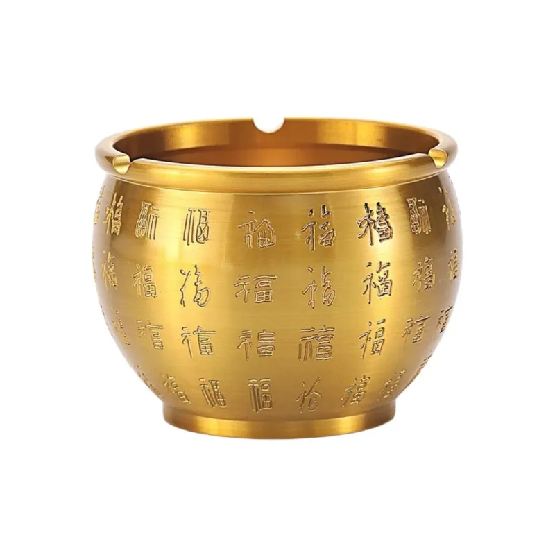 Xuan Rafters Pavilion Home Office Chinese Style Copper Ashtray Ornament-0