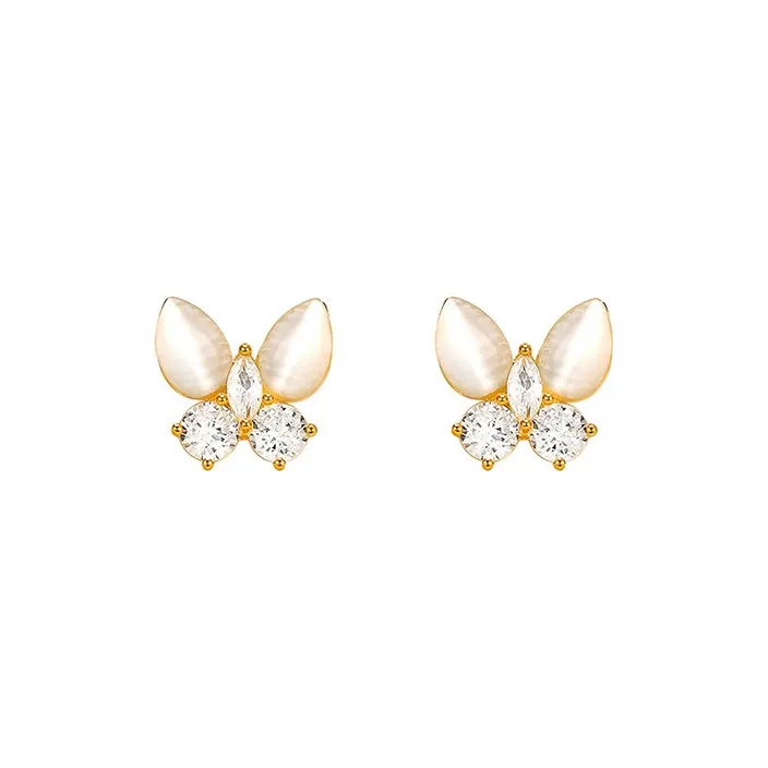 Heart Grass S925 Silver Stud Earrings Women's-0