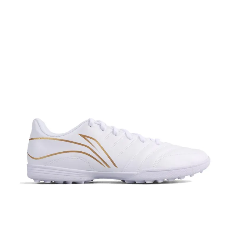 LiNing TF Rubber Broken Studs Artificial Ground Cushioning Wear Resistant Soccer Shoes Unisex White Gold-1