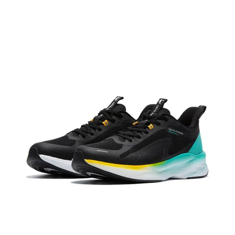 QIAODAN Light Speed 4.0 Running Shoes Men Low Top Black/Atomic Green-1