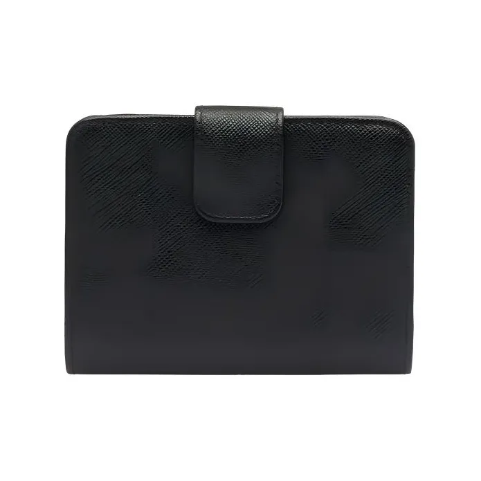 PRADA Saffiano Leather Wallet Women's Black/Hibiscus Red-2