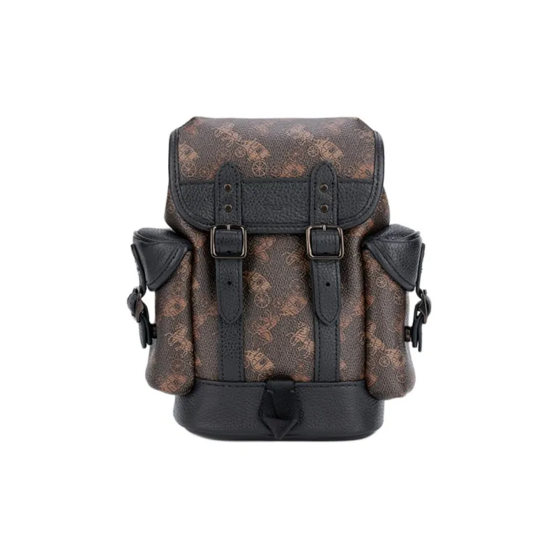 COACH Hitch Artificial Leather With Cow Leather Backpack Mini Men's Charcoal-0