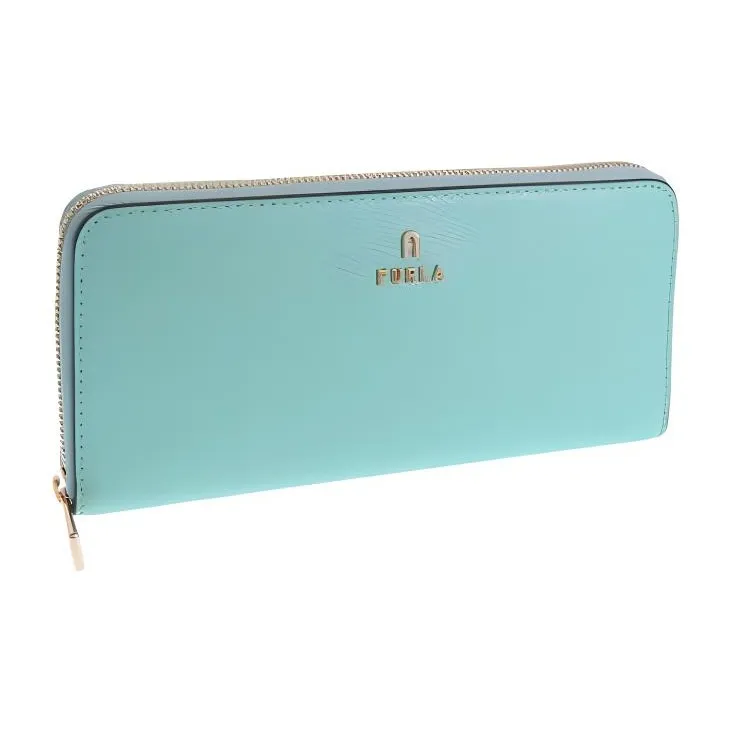 Furla Leather Card Holder Wallet Women's Turquoise-1
