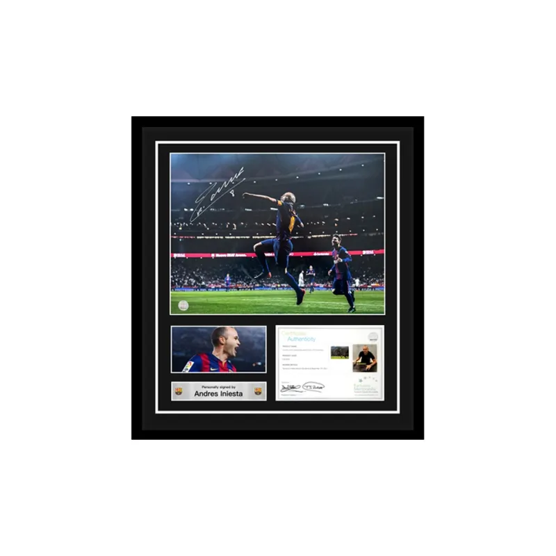 Three For FC Barcelona Signature Photo EM Certificate Framed-0