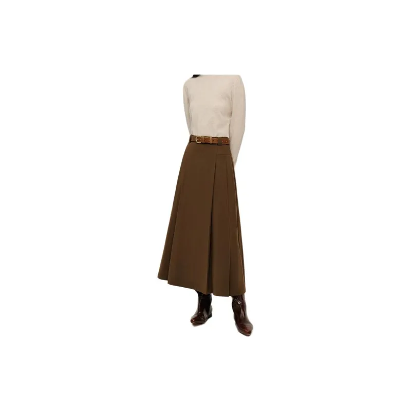 Inman Casual Long Skirts Women's Mercerized Brown-2
