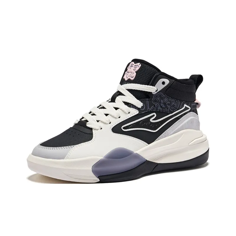 Erke Tang Palace Night Garden 3V2 Warm Anti Slip And Wear Resistant High Top Skateboard Shoes Women's Black Gray White-2