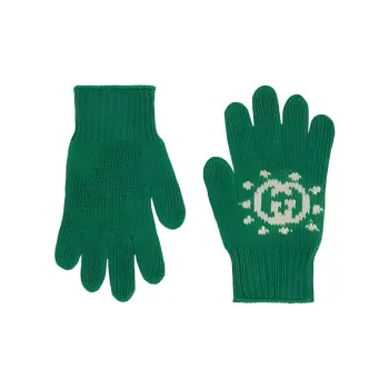 GUCCI Wool Knit Gloves Kids' Green