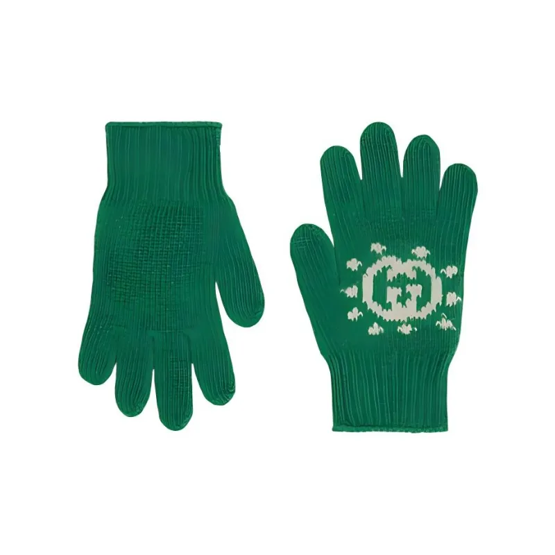 GUCCI Wool Knit Gloves Kids' Green-0