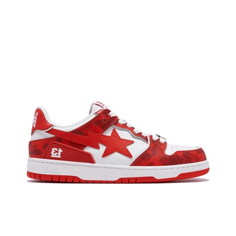 A BATHING APE SK8 STA Low Top Skateboard Shoes Women's Red Anniversary-0