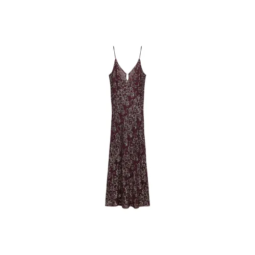 ZARA ZW Series Slip Dresses Women's Dark Purple Red