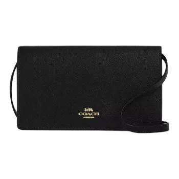 COACH Anna Cross Stitch Leather Crossbody Bag Shoulder Bag Mini Women's Black