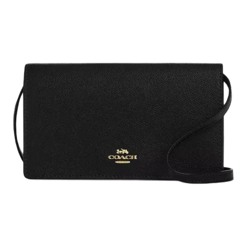 COACH Anna Cross Stitch Leather Crossbody Bag Shoulder Bag Mini Women's Black