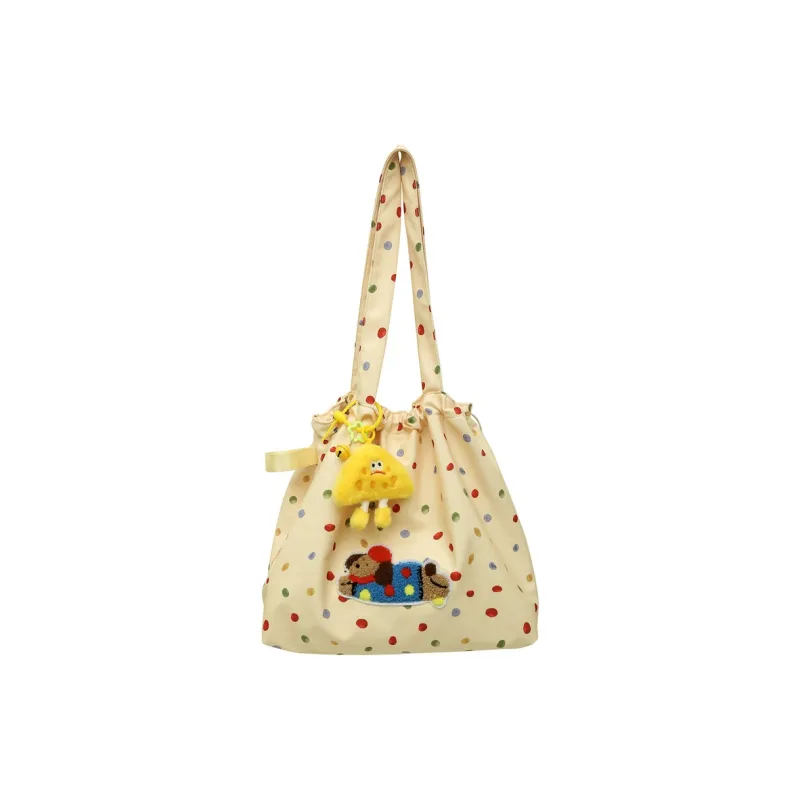 DCLOUD Nylon Shoulder Bag Large Size Women's White/Yellow/Blue-4