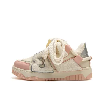 STAE Warm Anti Slip And Wear Resistant Low Top Skateboard Shoes Women's Pink Silver
