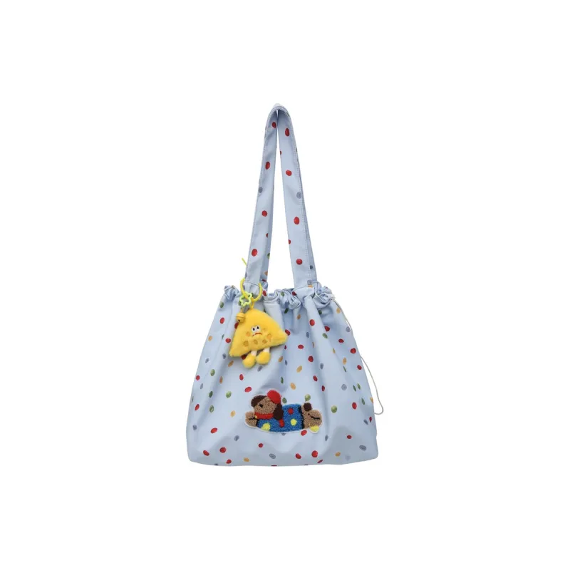 DCLOUD Nylon Shoulder Bag Large Size Women's White/Yellow/Blue-8