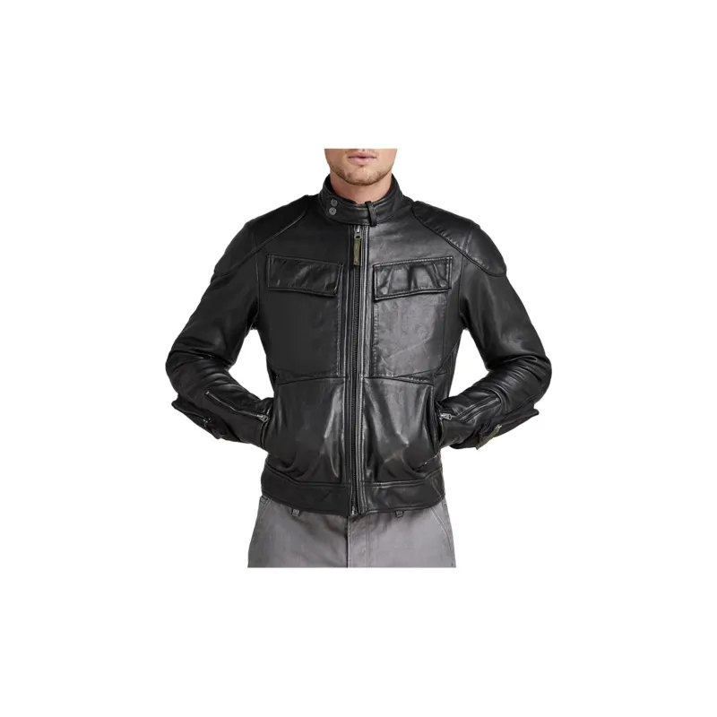 G-STAR RAW Leather Jackets Men Black-1