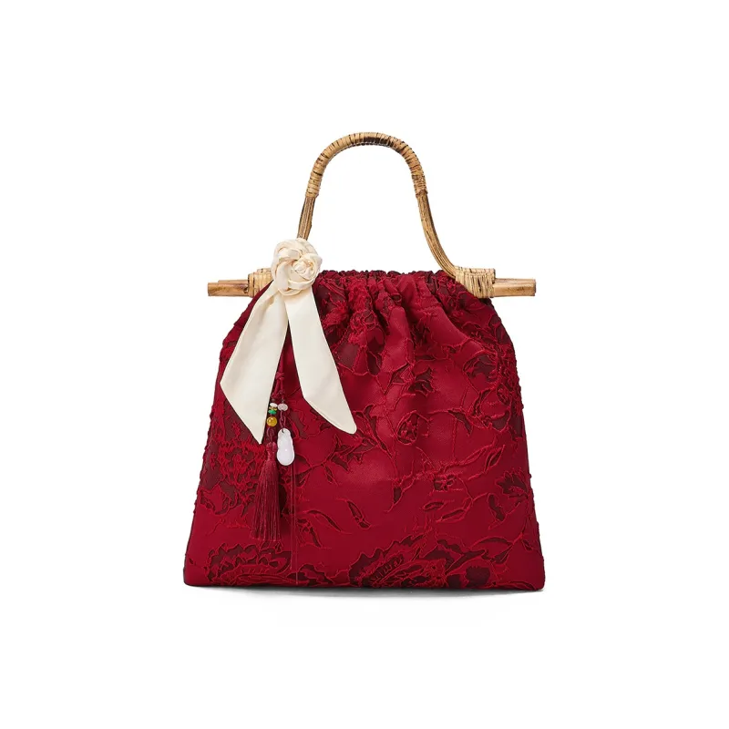 ST&SAT Fabric Handbag Regular Women's Red-5