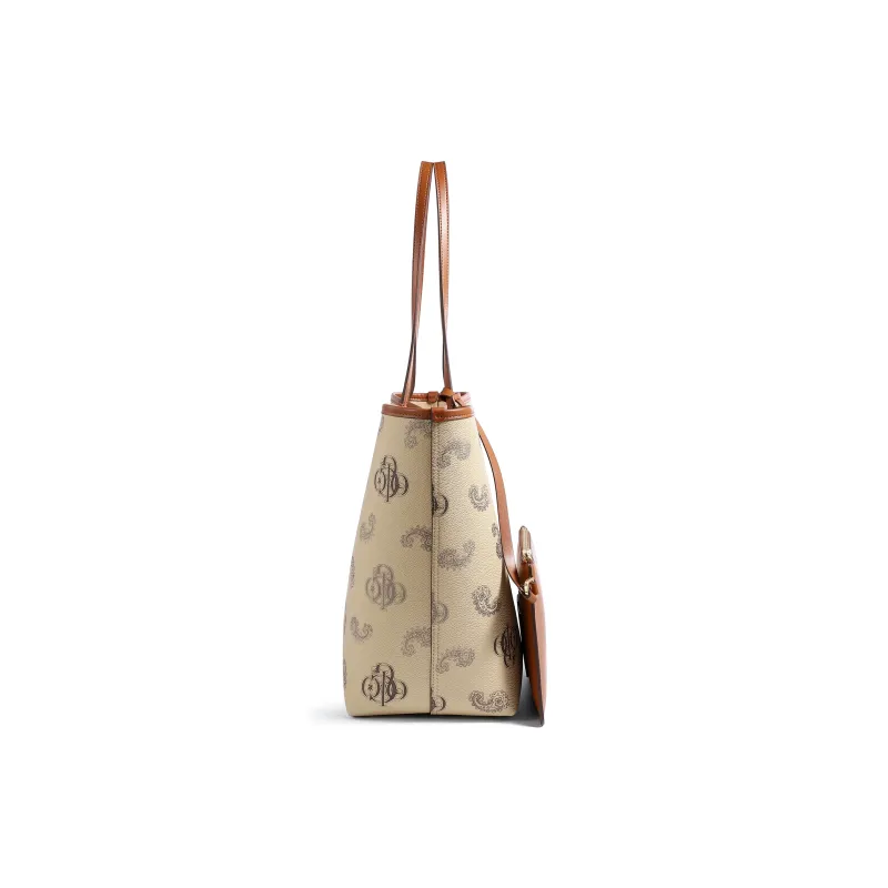 COOGI Synthetic Leather Handbag One Shoulder Tote Large Size Women's Coffee/Ecru/Khaki-2