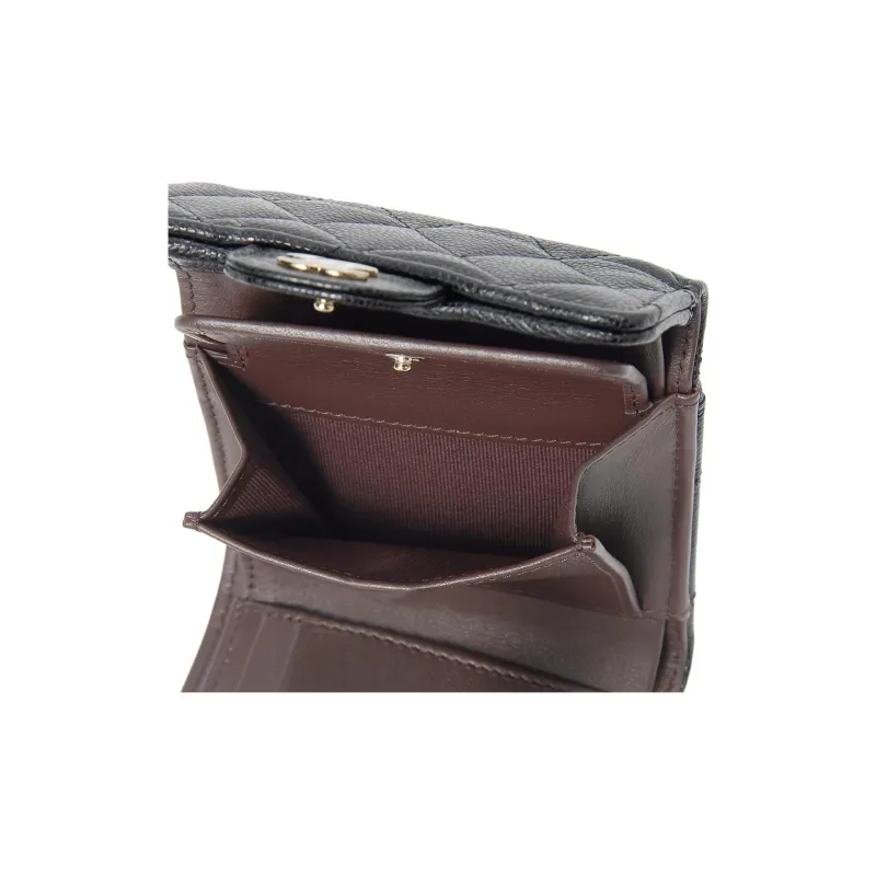CHANEL Classic Small Flap Tri fold Wallet Black AP0229-3