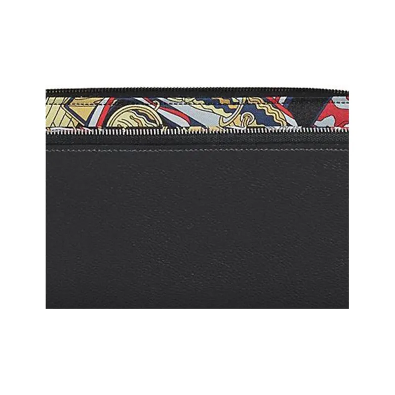 HERMES Silk'In Evercolor With Barenia Calfskin Wallet Women's Black & Multicolor-2