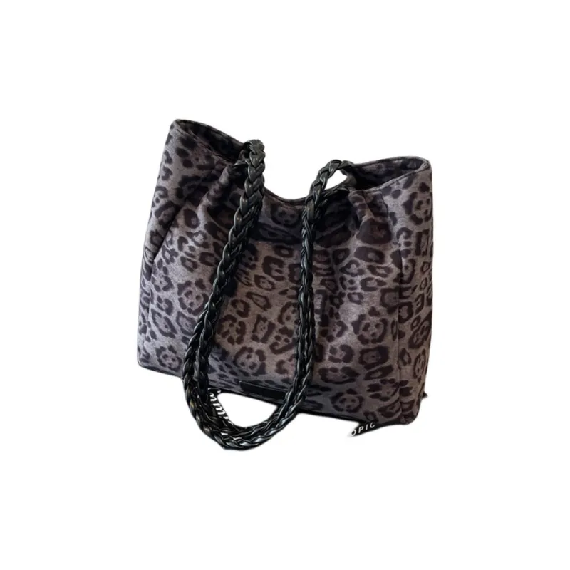 Yalu Suede Tote Bag, Shopping Bag, Crossbody Bag, Shoulder Bag Women's Black/Brown-4