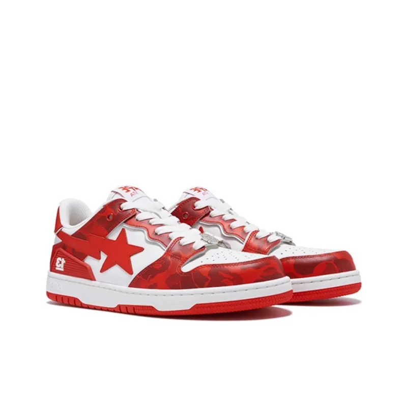A BATHING APE SK8 STA Low Top Skateboard Shoes Women's Red Anniversary-2