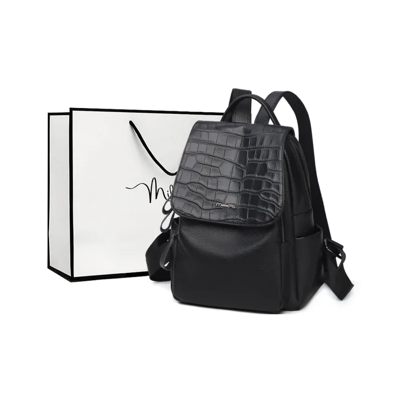MILLIE'S Cow Leather Backpack Regular Women's Black-0