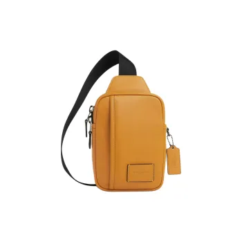 COACH Edge Smooth Cow Leather One Shoulder Crossbody Bag, Sling Bag Mini Unisex Mustard Yellow
