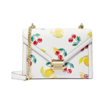 MICHAEL KORS Whitney Polyurethane Crossbody Bag, Shoulder Bag Medium Size Women's Luminous White