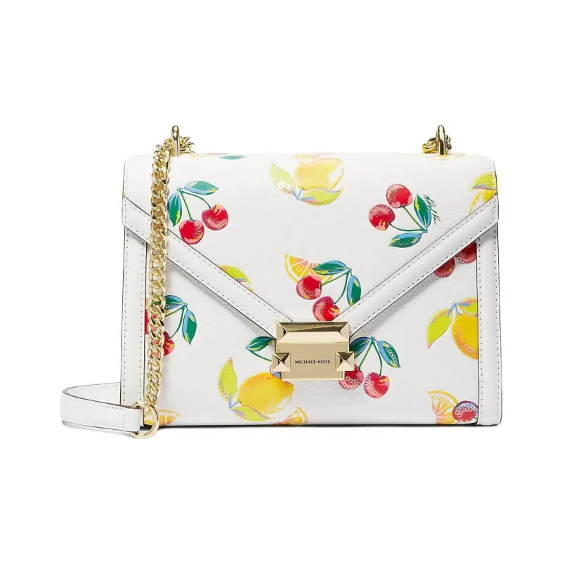 MICHAEL KORS Whitney Polyurethane Crossbody Bag, Shoulder Bag Medium Size Women's Luminous White-0