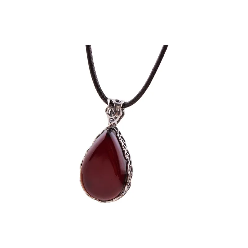 S&A S925 Silver With Amber Fine Jade Necklaces Women's-0