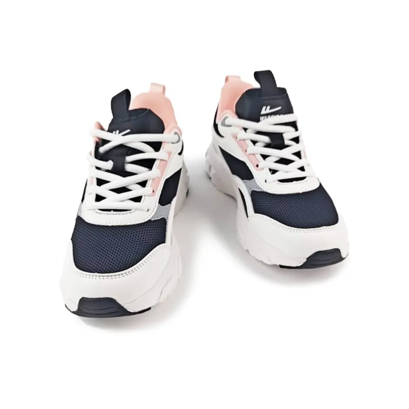 Warrior Anti-Slip And Wear-Resistant Height Increasing Low-Top Chunky Sneakers Women's White Black Pink-3
