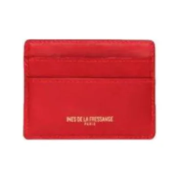 INES DE LA FRESSANGE Calfskin Card Holder Women's Red