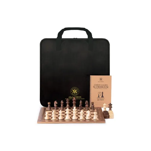 A&A LINGYU Solid Wood Chess Checkers Set Teaching Edition Portable Premium Board With Storage Bag Board Games