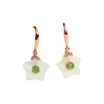 Oriental Jade Hetian Jade Earrings White Jade Women's