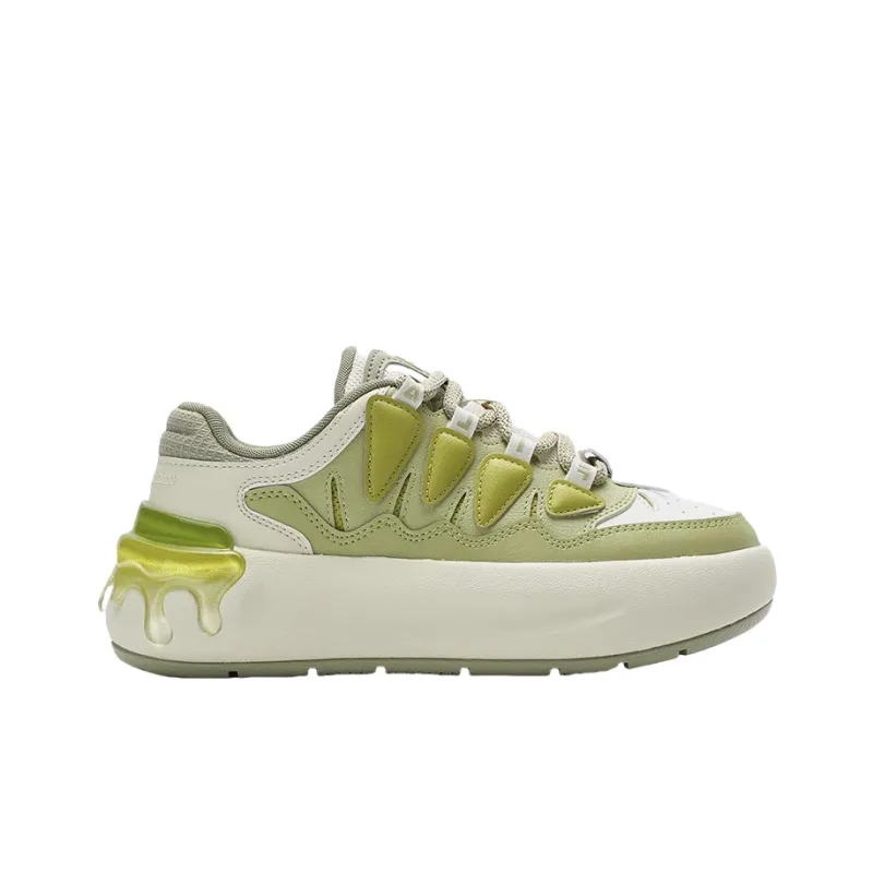 FILA CARROT 2 Anti Slip Wear Resistant Low Top Skateboard Shoes Women's Beige Green-1