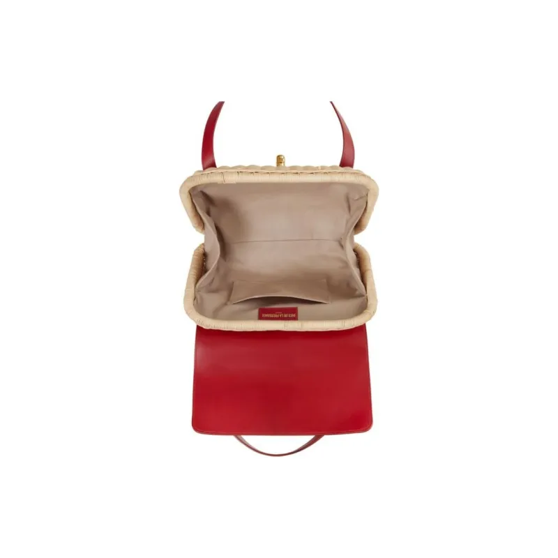 INES DE LA FRESSANGE Leather Handbag Women's Red & Beige-3