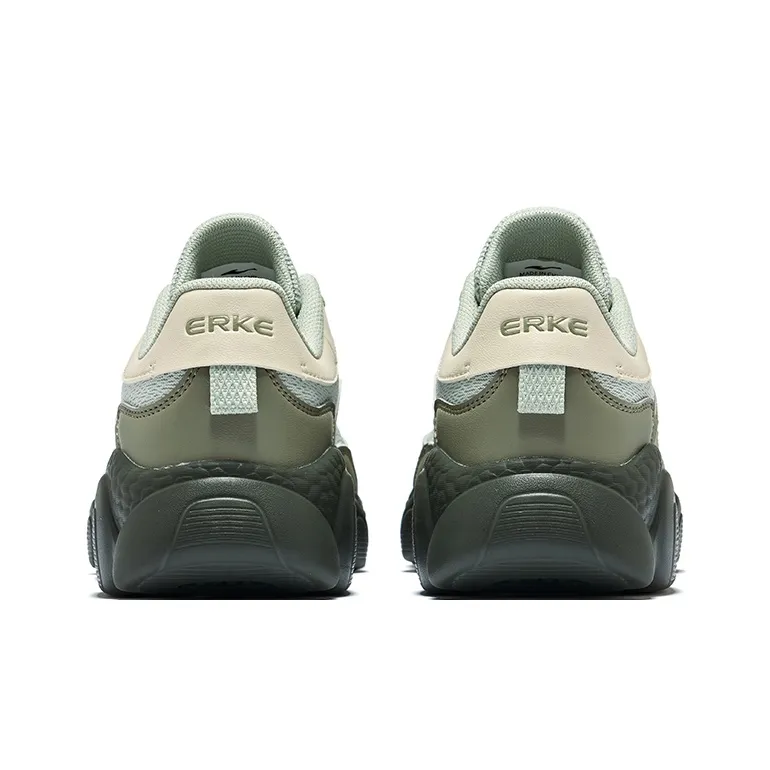 Erke Sweetheart 2.0 Cushioning Wear Resistant Low Top Chunky Sneakers Women's Green-4