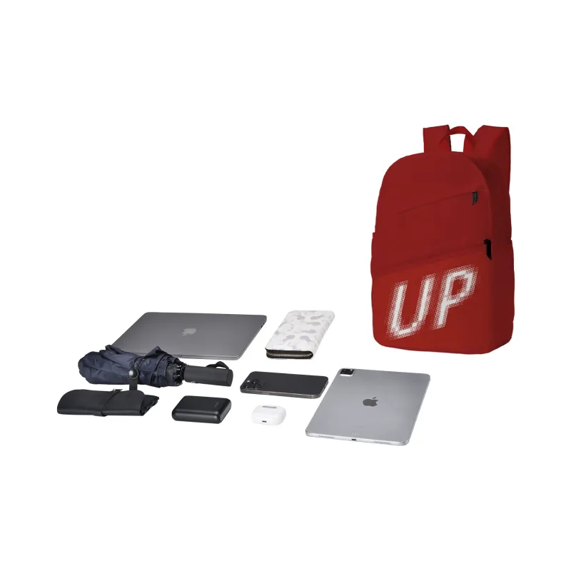 TURN UP Polyester Student Backpack Regular Unisex Red/White-9