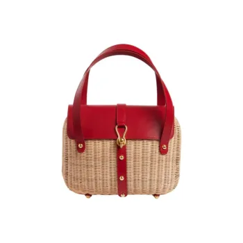 INES DE LA FRESSANGE Leather Handbag Women's Red & Beige